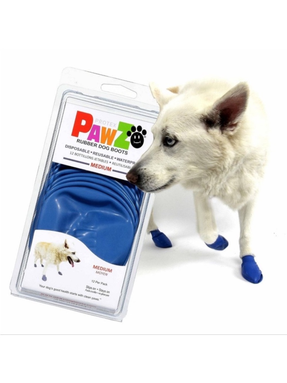 PAWZ Blue Rubber Dog Boots - Medium